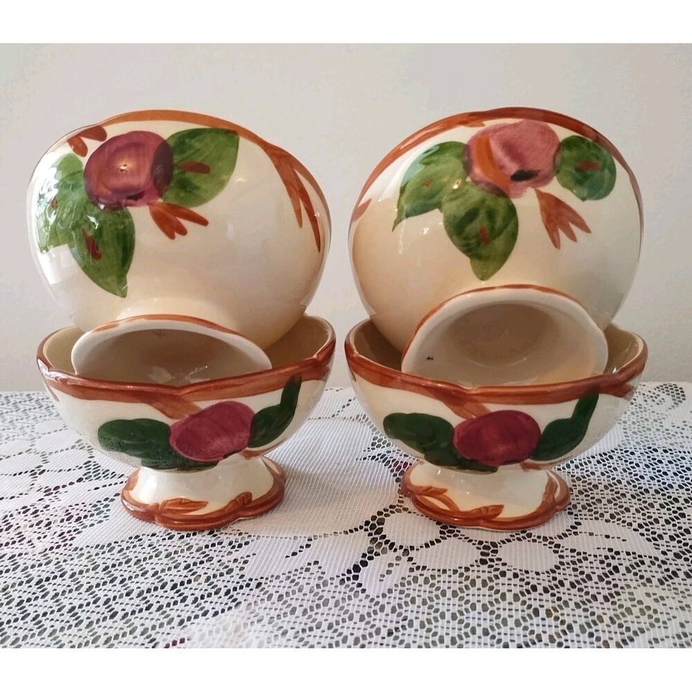 Franciscan Apple Dinnerware Footed Sherbet /Ice Cream Dishes Set Of 4 Vintage